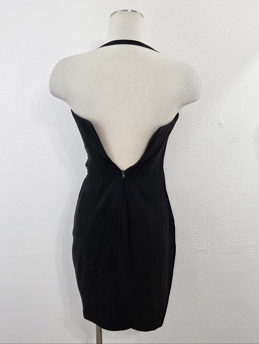 Vintage 90s Moschino Cruise Me Baby halter dress black mini LBD wrap women's US6 - Picture 3 of 10